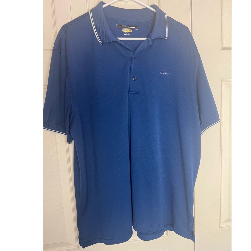 Greg Norman Play Dry Men's Polo Short Sleeve Blue Shirt Size XL
